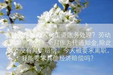 支付劳务派遣人员工资账务处理？劳动合同里写赔偿一个月作为代通知金,除此以外没有其他赔偿。今天被要求离职，我能要求其他经济赔偿吗？