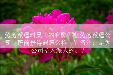 劳务派遣对员工的利弊？在劳务派遣公司上班前景待遇怎么样·？备注：是为公司招人派人的。？