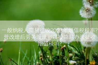 一般纳税人简易征收2023年增值税税率?营改增后劳务派遣可以按简易办法征收增值税吗?