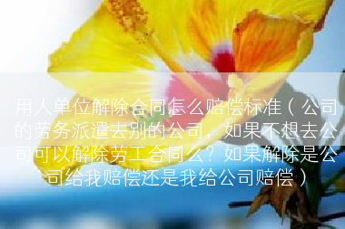 用人单位解除合同怎么赔偿标准（公司的劳务派遣去别的公司，如果不想去公司可以解除劳工合同么？如果解除是公司给我赔偿还是我给公司赔偿）