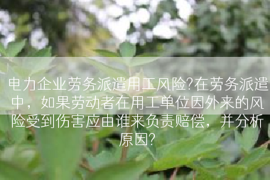 电力企业劳务派遣用工风险?在劳务派遣中，如果劳动者在用工单位因外来的风险受到伤害应由谁来负责赔偿，并分析原因?