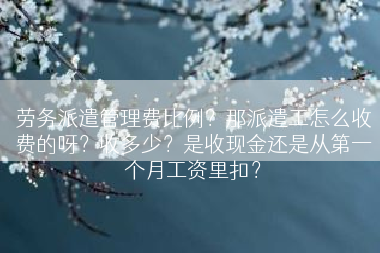 劳务派遣管理费比例？那派遣工怎么收费的呀？收多少？是收现金还是从第一个月工资里扣？