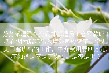 劳务派遣没有资质却派遣员工会罚款吗（我在湖南瑞际出入境公司应聘了一份去美国塞班岛的工作，中介费用要四万元，不知道是不是真实的。是否是黑）