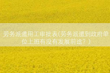 劳务派遣用工审批表(劳务派遣到政府单位上班有没有发展前途？)