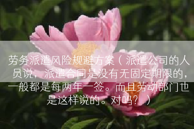 劳务派遣风险规避方案（派遣公司的人员说，派遣合同是没有无固定期限的，一般都是每两年一签。而且劳动部门也是这样说的。对吗？）