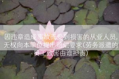 因违章造成事故而受到损害的从业人员,无权向本单位提出赔偿要求(劳务派遣的员工致害由谁担责)