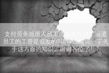 支付劳务派遣人员工资账务处理？派遣员工的工资是谁发的?请详细解说一下关于这方面的知识，谢谢各位了！？