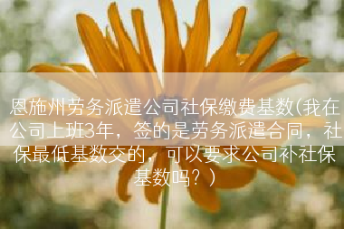 恩施州劳务派遣公司社保缴费基数(我在公司上班3年，签的是劳务派遣合同，社保最低基数交的，可以要求公司补社保基数吗？)