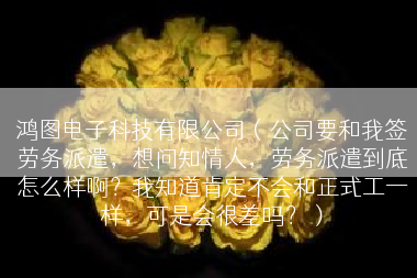 鸿图电子科技有限公司（公司要和我签劳务派遣，想问知情人，劳务派遣到底怎么样啊？我知道肯定不会和正式工一样，可是会很差吗？）