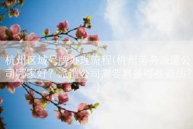 杭州区域号牌办理流程(杭州劳务派遣公司哪家好？派遣公司需要具备哪些资质？)