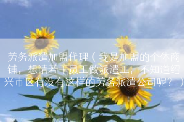 劳务派遣加盟代理（我是加盟的个体商铺，想请若干员工做派遣工，不知道绍兴市区有没有这样的劳务派遣公司呢？）