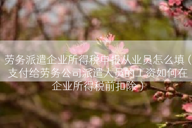 劳务派遣企业所得税申报从业员怎么填(支付给劳务公司派遣人员的工资如何在企业所得税前扣除) 劳务派遣企业所得税申报从业员怎么填(支付给劳务公司派遣人员的工资如何在企业所得税前扣除)