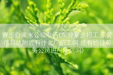 寮步自来水公司电话(东莞寮步招工 东莞伟易达附近有什么厂招工啊.还有给钱劳务公司进厂能信吗)