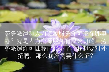劳务派遣和人力资源服务许可证在哪里办？我是人力资源服务有限公司的，劳务派遣许可证我已经办了，我想要对外招聘，那么我还需要什么证？