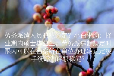 劳务派遣人员职称评定？小白求助：择业期内硕士毕业生，劳务派遣制规定时限内可以在档案所在单位办理转正定级手续吗？评职称呢？
