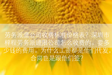 劳务派遣公司收费标准价格表？深圳市梓程劳务派谴限公司怎么收费的。要多少钱的费用。为什么工资都是他们代发，合同也是跟他们签？