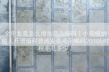 全电发票怎么增加商品编码（小规模纳税人开增值税普通发票商品编码20105时税率是多少）