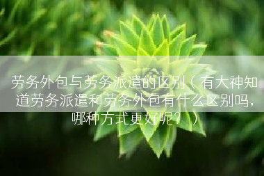 劳务外包与劳务派遣的区别（有大神知道劳务派遣和劳务外包有什么区别吗，哪种方式更好呢？）