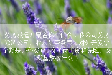 劳务派遣开票名称写什么（我公司劳务派遣公司，收入是劳务费，对外开发票金额是劳务费+代收代付工资和保险，交税基数按什么）