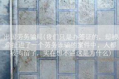 出国劳务骗局(我们只是办签证的，却被牵扯进了一个劳务诈骗的案件中，人都被拘留了，实在想不通这是为什么)