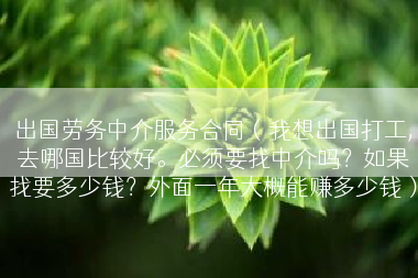 出国劳务中介服务合同（我想出国打工,去哪国比较好。必须要找中介吗？如果找要多少钱？外面一年大概能赚多少钱）
