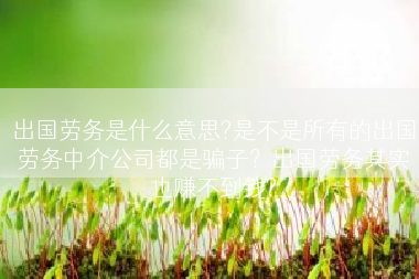 出国劳务是什么意思?是不是所有的出国劳务中介公司都是骗子？出国劳务其实也赚不到钱?