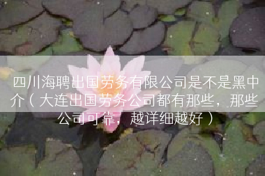 四川海聘出国劳务有限公司是不是黑中介（大连出国劳务公司都有那些，那些公司可靠，越详细越好）
