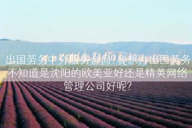 出国劳务中介服务合同?我想办出国劳务不知道是沈阳的欧美亚好还是精英网络管理公司好呢?