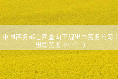 中国商务部官网查询正规出国劳务公司（出国劳务中介？）