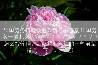 出国劳务正规派遣公司（求答案 出国劳务一般怎么找客户？？？？？？？？？？怎么找代理。。麻烦有经验的一些前辈指点一下。。。。）