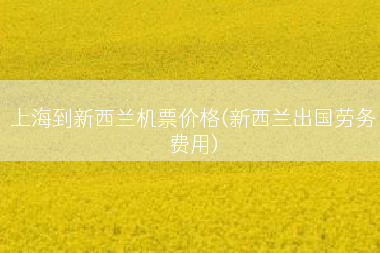 上海到新西兰机票价格(新西兰出国劳务费用)