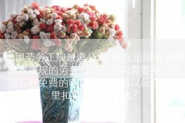 出国劳务正规派遣公司?现在出国劳务哪里找正规的劳务公司？大约需要多少费用？有免费的吗或者等出国以后在工资里扣掉。谢谢了大?