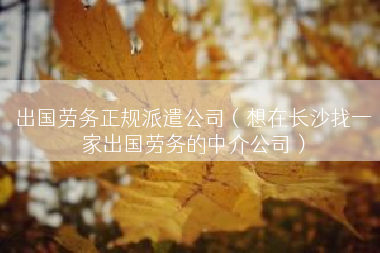 出国劳务正规派遣公司（想在长沙找一家出国劳务的中介公司）
