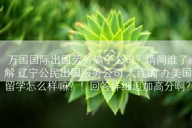 万国国际出国劳务骗子公司？请问谁了解 辽宁公民出国服务公司 大连的 办美国留学怎么样嘛？！回答详细追加高分啊？