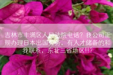 吉林市丰满区人民法院电话？我公司正规办理日本出国劳务，有人才储备的和我联系，东北三省地区!!!？