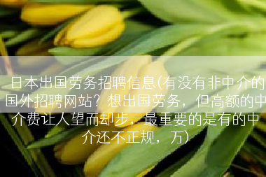 日本出国劳务招聘信息(有没有非中介的国外招聘网站?想出国劳务,但高额的中介费让人望而却步,最重要的是有的中介还不正规,万) 日本出国劳务招聘信息(有没有非中介的国外招聘网站?想出国劳务,但高额的中介费让人望而却步,最重要的是有的中介还不正规,万)