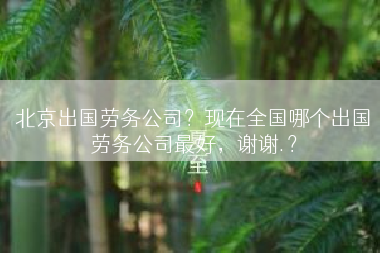 北京出国劳务公司？现在全国哪个出国劳务公司最好，谢谢.？