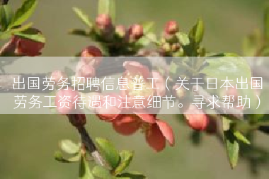 出国劳务招聘信息普工（关于日本出国劳务工资待遇和注意细节。寻求帮助）