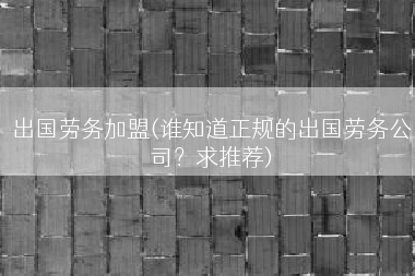 出国劳务加盟(谁知道正规的出国劳务公司？求推荐)