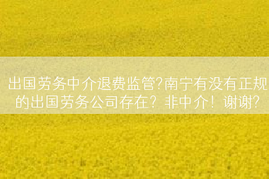 出国劳务中介退费监管?南宁有没有正规的出国劳务公司存在？非中介！谢谢?