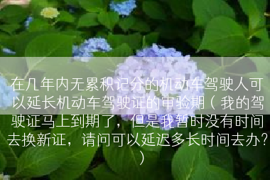 在几年内无累积记分的机动车驾驶人可以延长机动车驾驶证的审验期（我的驾驶证马上到期了，但是我暂时没有时间去换新证，请问可以延迟多长时间去办？）