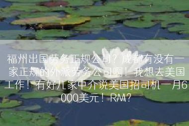 福州出国劳务正规公司？成都有没有一家正规的外派劳务公司啊！我想去美国工作！有好几家中介说美国招司机一月6000美元！RM？