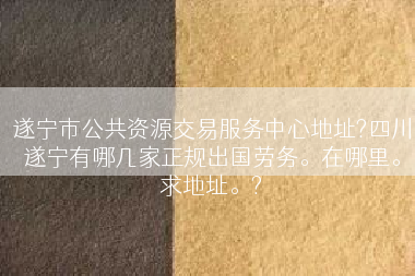 遂宁市公共资源交易服务中心地址?四川遂宁有哪几家正规出国劳务。在哪里。求地址。?