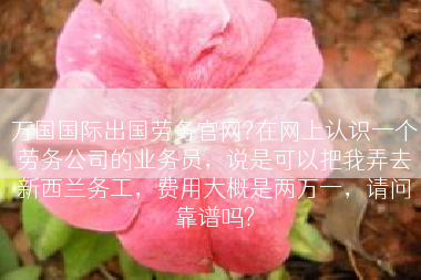 万国国际出国劳务官网?在网上认识一个劳务公司的业务员，说是可以把我弄去新西兰务工，费用大概是两万一，请问靠谱吗?