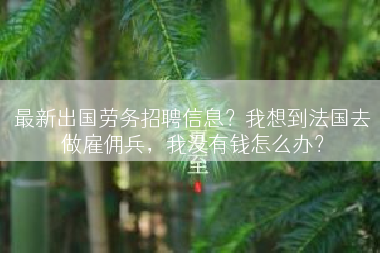 最新出国劳务招聘信息？我想到法国去做雇佣兵，我没有钱怎么办？