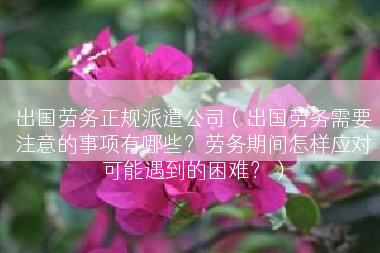 出国劳务正规派遣公司（出国劳务需要注意的事项有哪些？劳务期间怎样应对可能遇到的困难？）