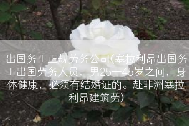 出国务工正规劳务公司(塞拉利昂出国务工出国劳务人员，男25—45岁之间，身体健康，必须有结婚证的。赴非洲塞拉利昂建筑劳)