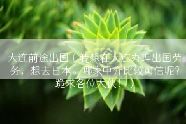 大连前途出国（我想在大连办理出国劳务，想去日本。哪家中介比较可信呢？跪求各位大侠！）