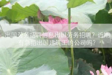 出国劳务招聘信息出国劳务招聘？近期有急招出国建筑工的公司吗？