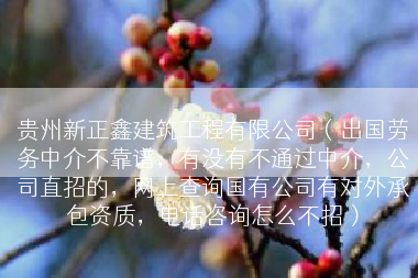 贵州新正鑫建筑工程有限公司（出国劳务中介不靠谱，有没有不通过中介，公司直招的，网上查询国有公司有对外承包资质，电话咨询怎么不招）